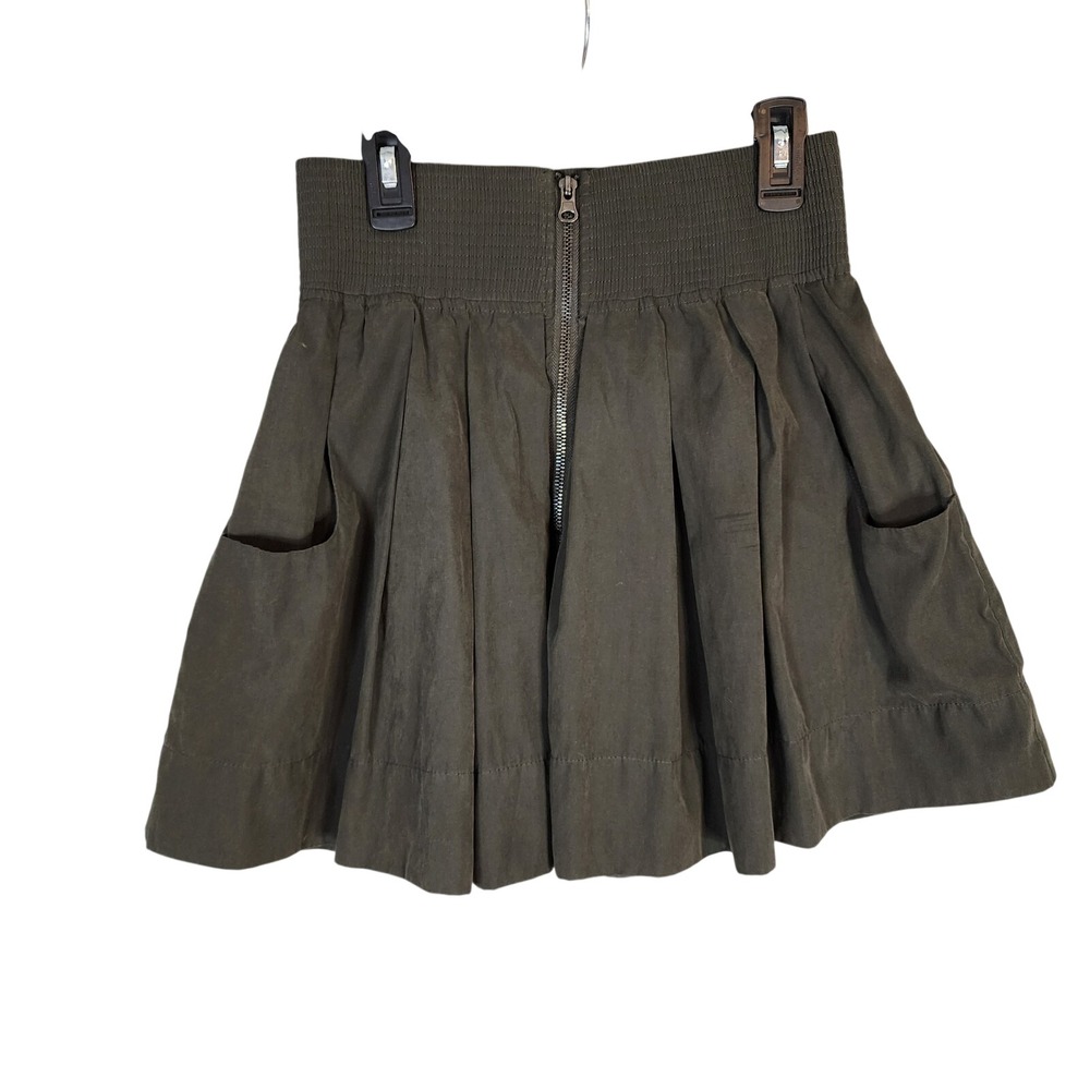 MOONLIGHT Size Small Army Green Utilitarian Zip Front Fit & Flare Mini Skirt